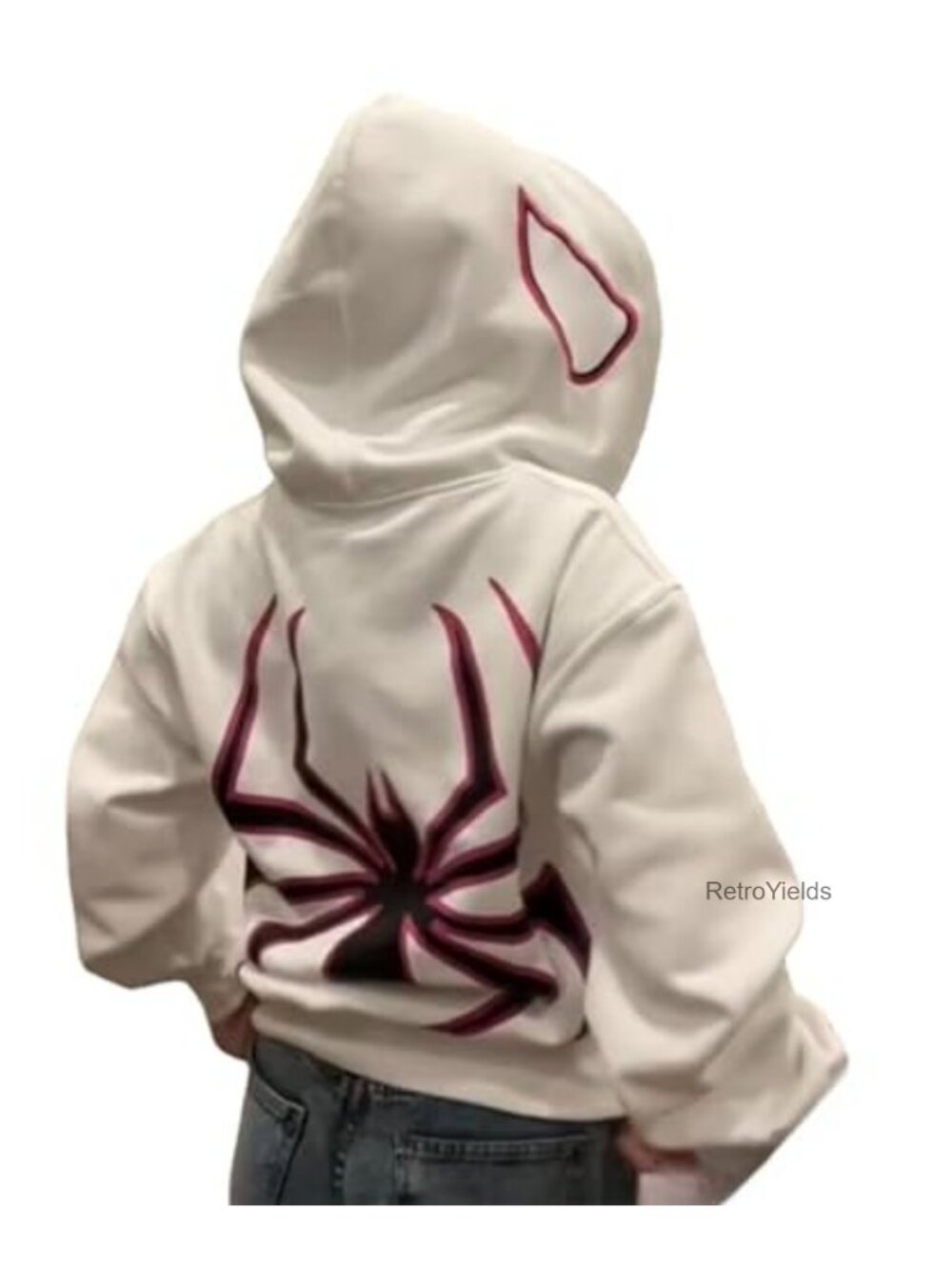 Y2K Oversized Zip Up Hoodie Spider Graphic Streetwear Grunge Jacket